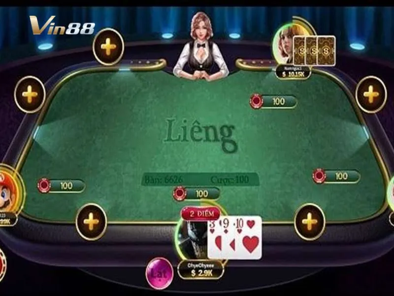 Giao diện bàn chơi Liêng Vin88