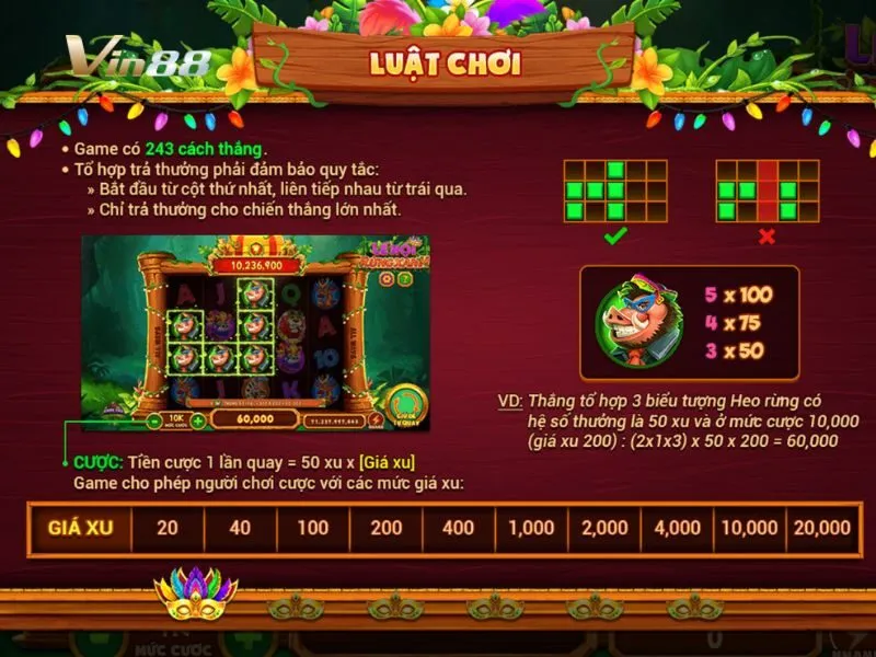 Nhiều biểu tượng đặc biệt trong game Lễ hội rừng xanh