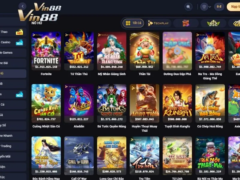 Tham gia Bá tước quyền năng Vin88 trên sảnh Techplay