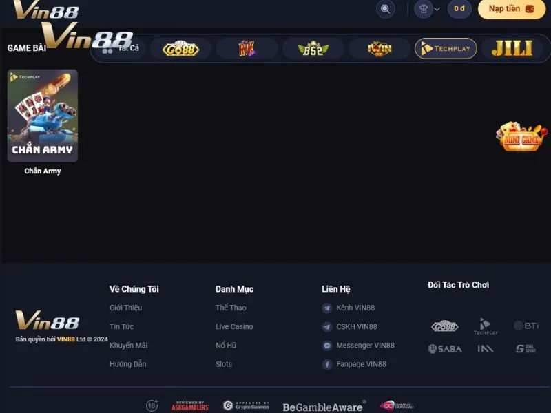 Tham gia game bài Chắn Army của Tech Play