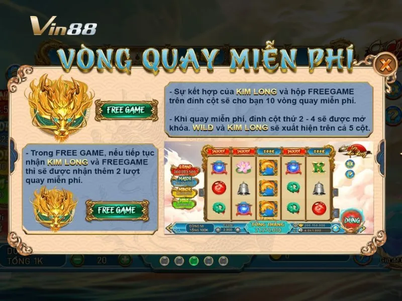 Vòng quay miễn phí hấp dẫn trong cá chép hóa rồng