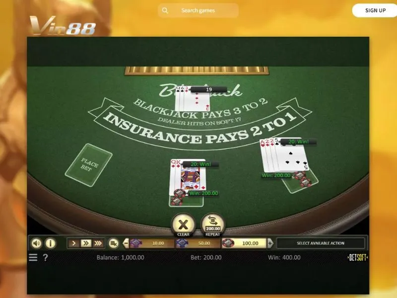 American Blackjack Vin88 là nơi chơi bài Jack kiểu Mỹ