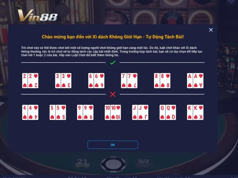 Blackjack Vin88 bổ sung thêm nhiều loại cược phụ thú vị, thưởng cao