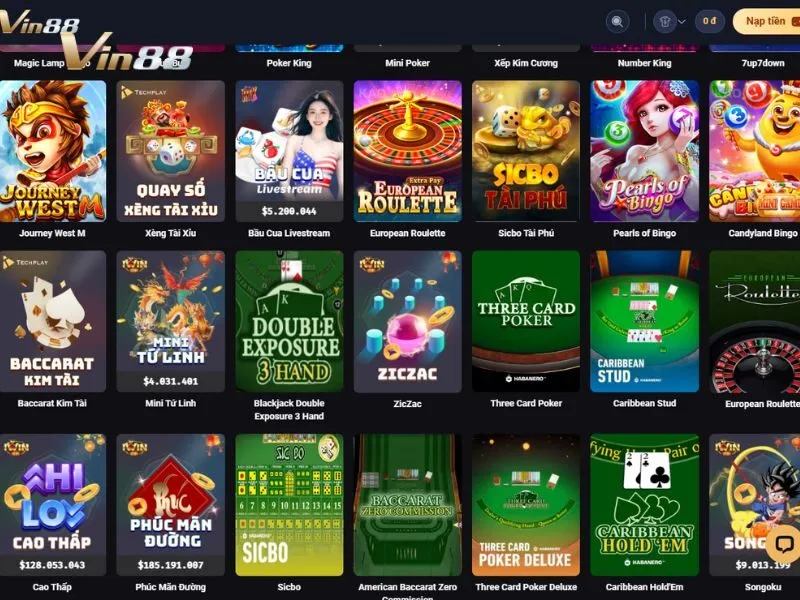 Chơi Sicbo tài phú tại mục Table Game của Vin88