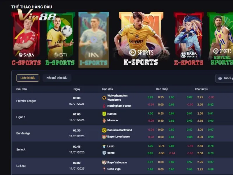 Chọn B-Sports trong danh mục Thể thao tại Vin88