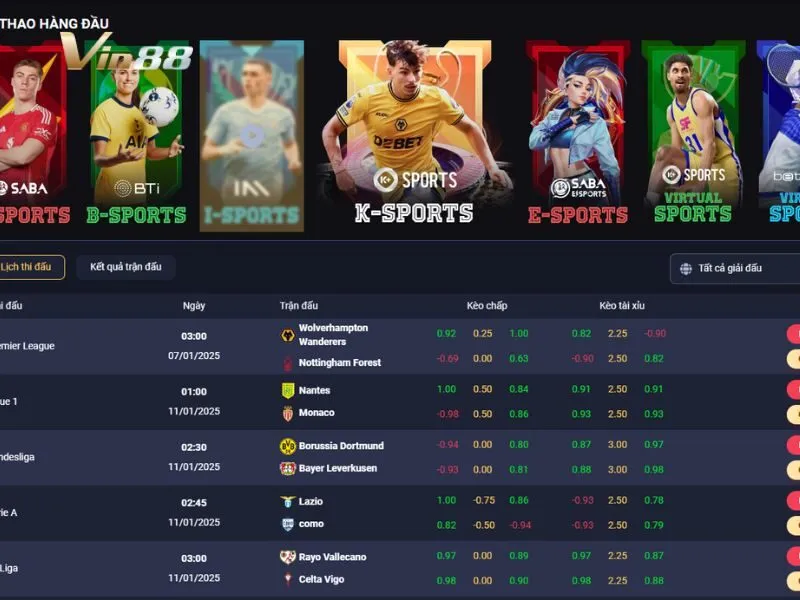 Chọn K-Sports trong danh mục Thể thao tại Vin88