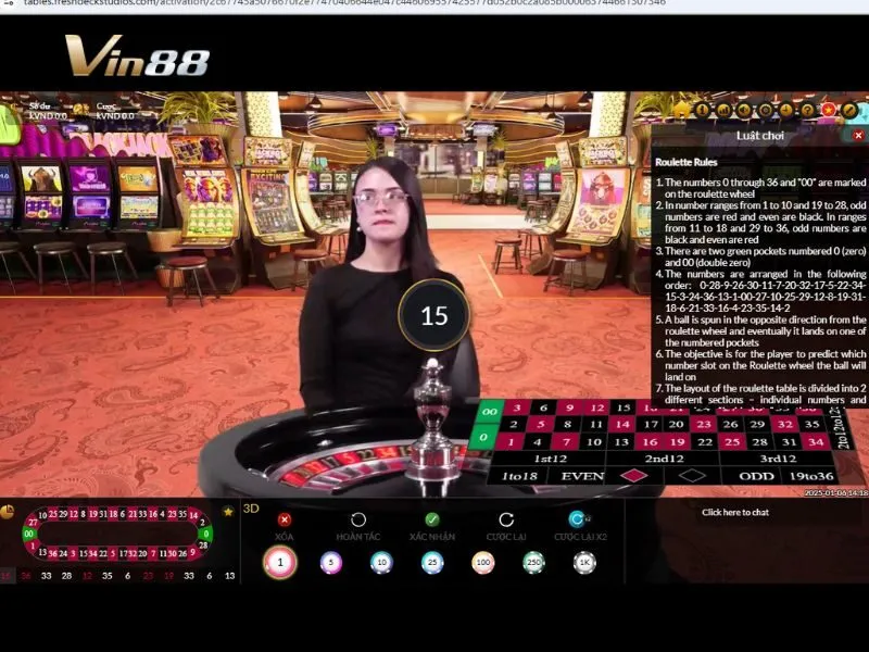 Giao diện bàn chơi American Roulette Vin88
