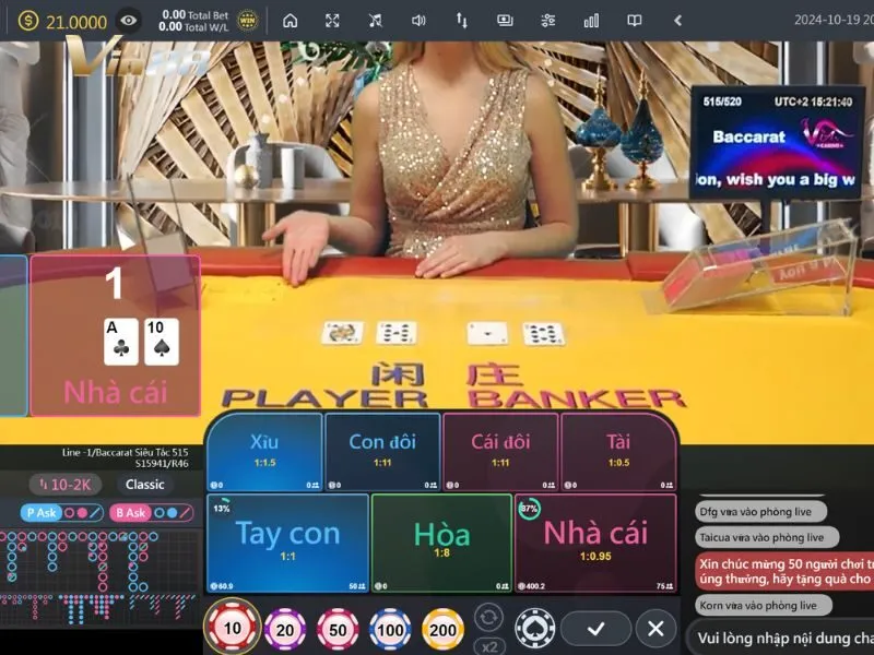 Giao diện bàn chơi Baccarat trực tuyến Vin88