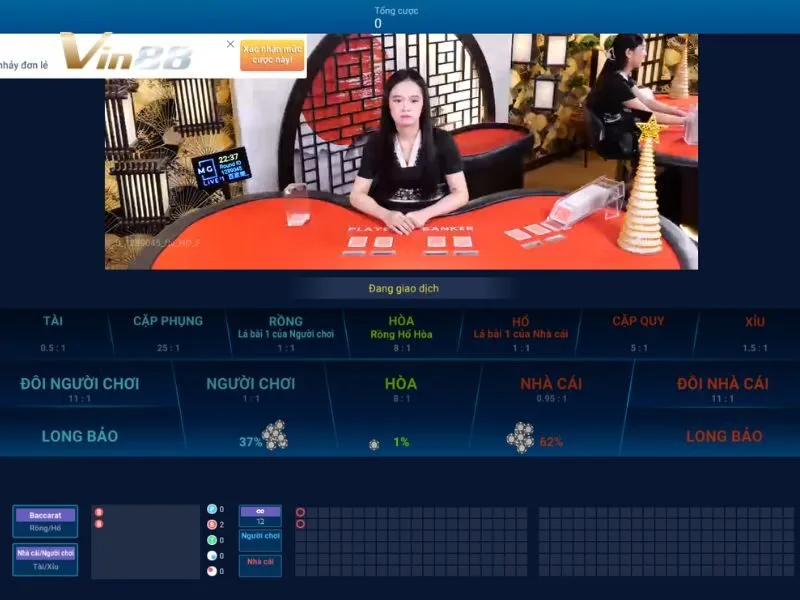 Giao diện bàn chơi Bonus Baccarat tại Vin88