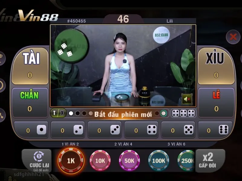 Giao diện bàn chơi tài xỉu tại Vin88
