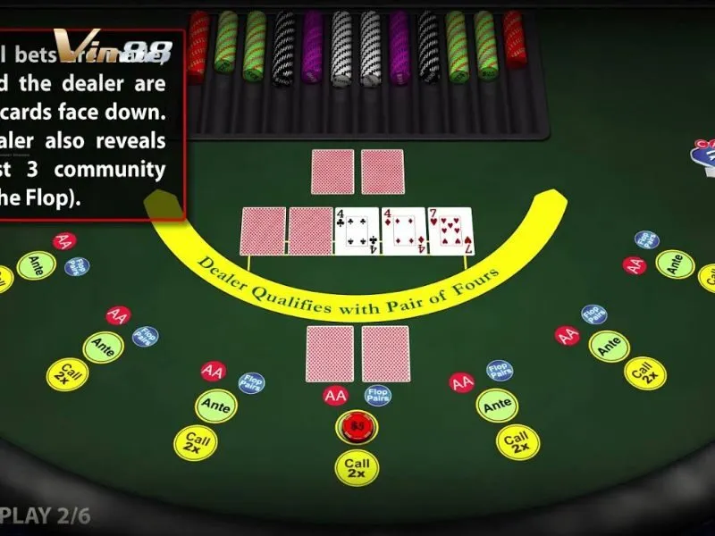 Giao diện bàn cược Casino Hold'em tại Vin88