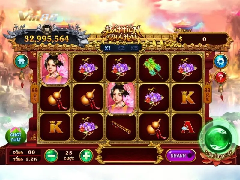 Giao diện game quay cuộn Bát Tiên Quá Hải