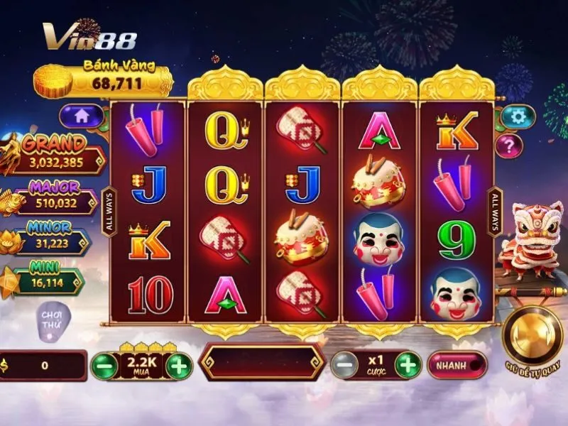 Giao diện game quay cuộn Bóc Bánh Hằng Nga