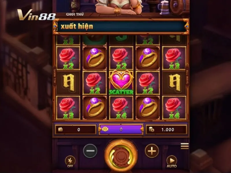 Giao diện game quay cuộn Đóa Hồng Tình Yêu