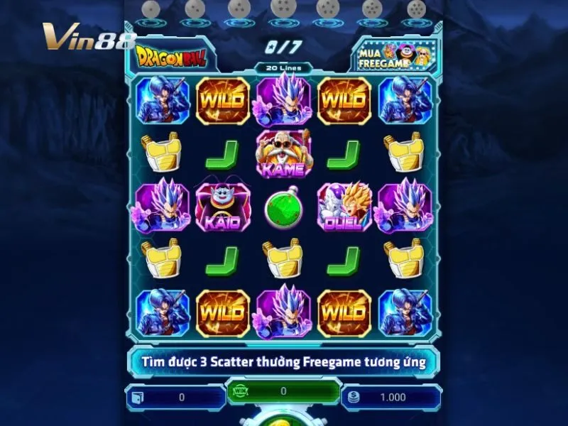 Giao diện game quay cuộn Dragon Ball