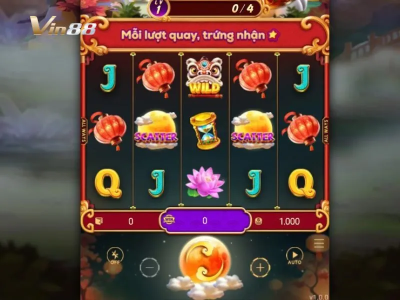 Giao diện game quay cuộn Kho Báu Trăng Rằm