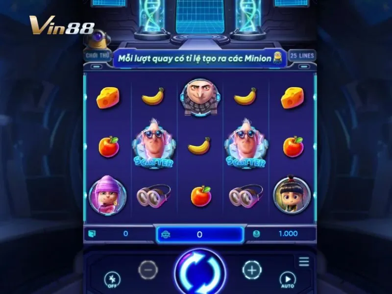 Giao diện game quay cuộn Minion
