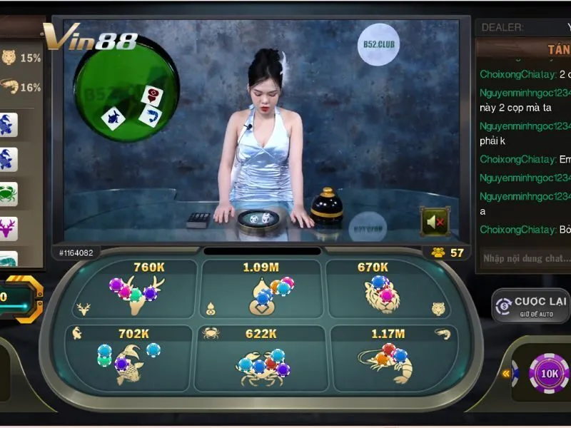 Giao diện trò chơi Bầu Cua Livestream