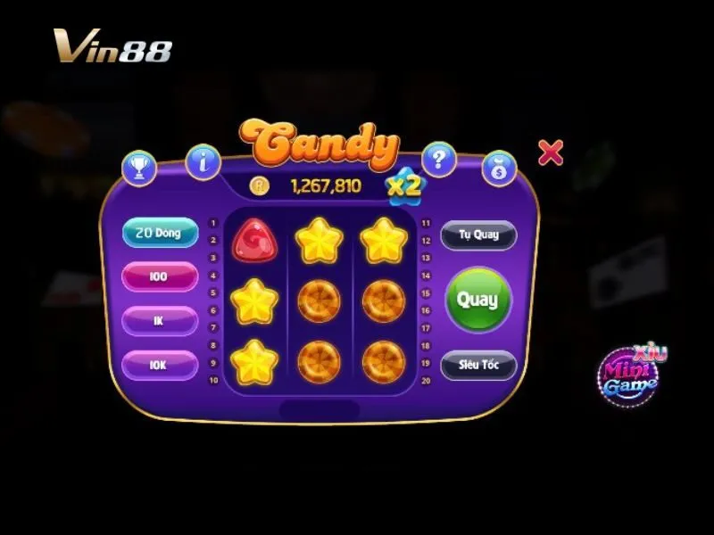 Giao diện trò chơi Candy trên Vin88