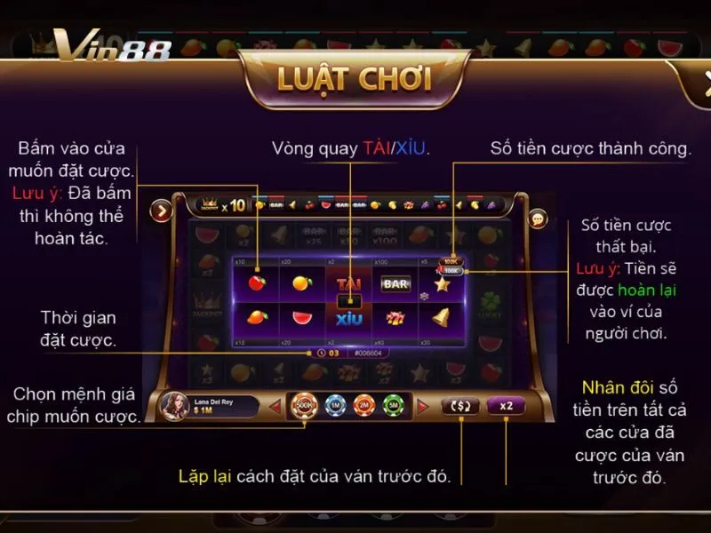 Giao diện trò chơi Quay số xẻng tài xỉu tại Vin88