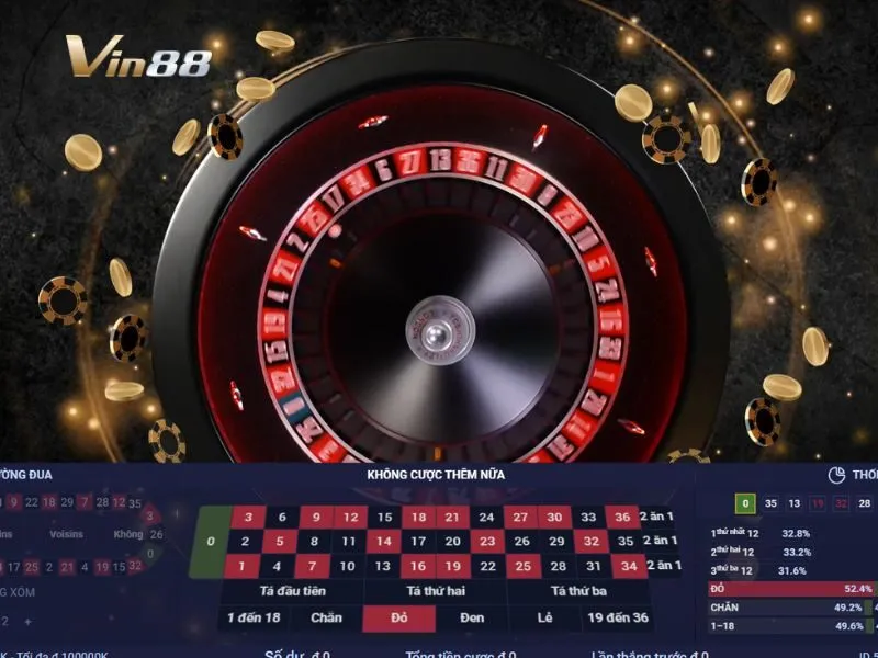 Giao diện trò chơi Roulette trực tuyến tại Vin88