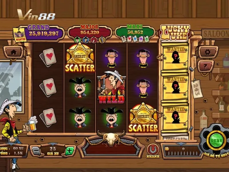 Hình ảnh giao diện game quay cuộn Lucky Luke