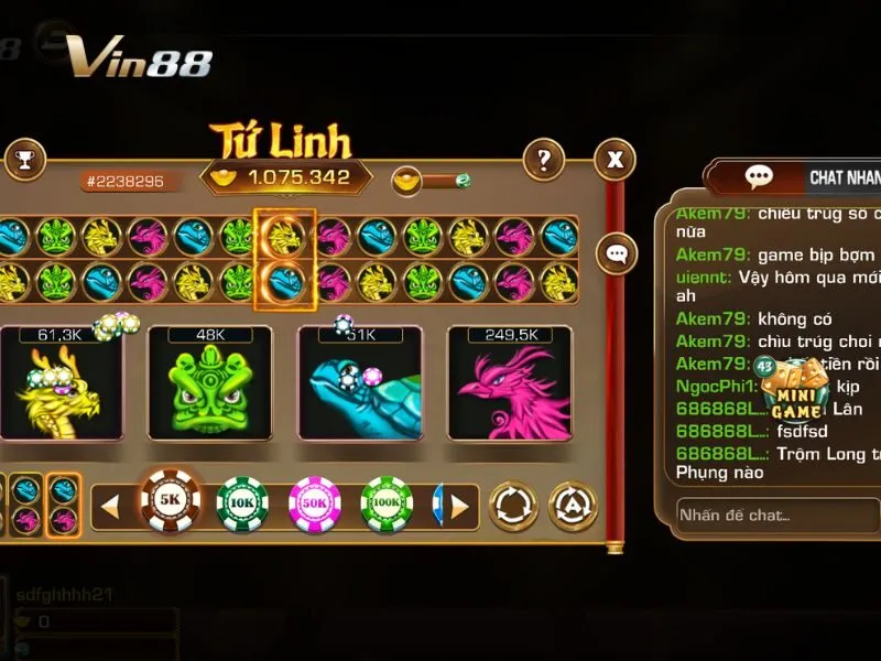 Mini Tứ Linh Vin88 là trò chơi cá cược đơn giản tại Table Game