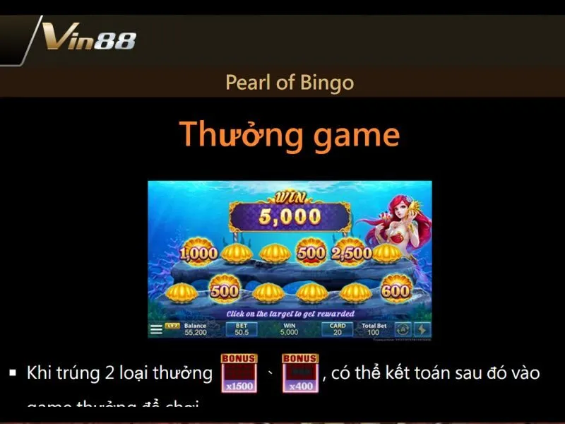 Nhiều cơ chế thưởng thú vị trong Pearl of Bingo