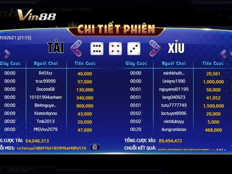 Nổ thưởng lớn hấp dẫn trên tài xỉu MD5