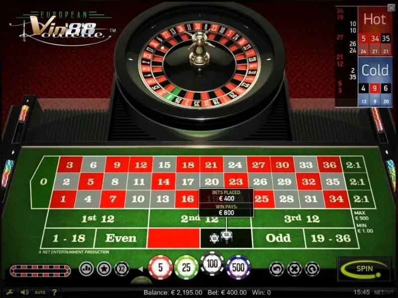 Roulette Touch Vin88 cho phép đặt cược trực tuyến ngay trên màn hình