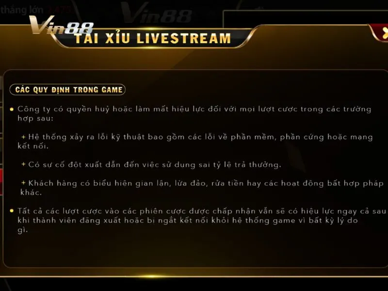 Tài Xỉu Livestream Vin88 có sức hút lớn với game thủ
