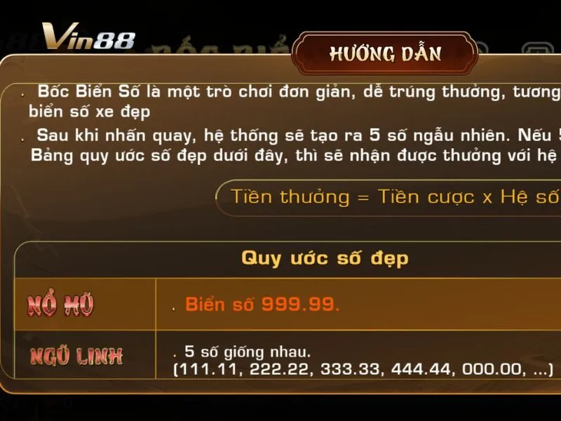 Tham gia mini Bốc biển số trên Game nhanh Vin88