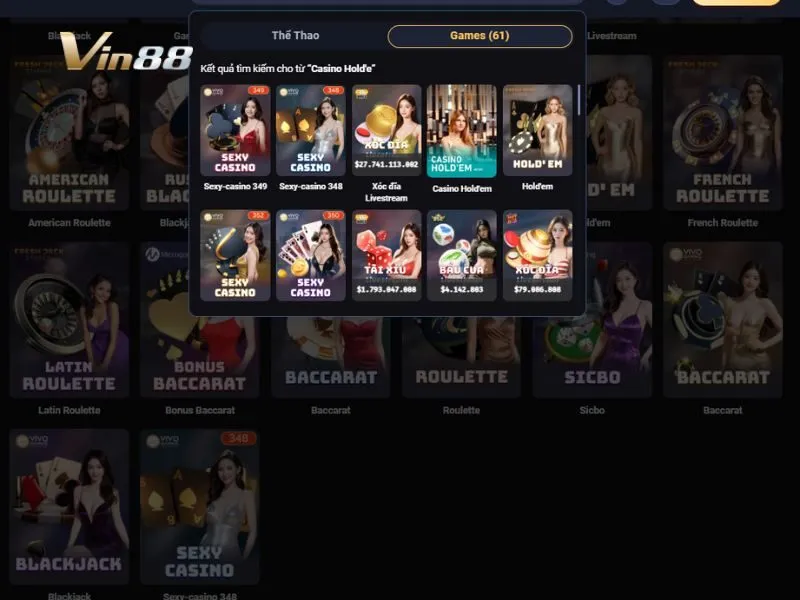 Tham gia Casino Hold'em tại danh mục Table game