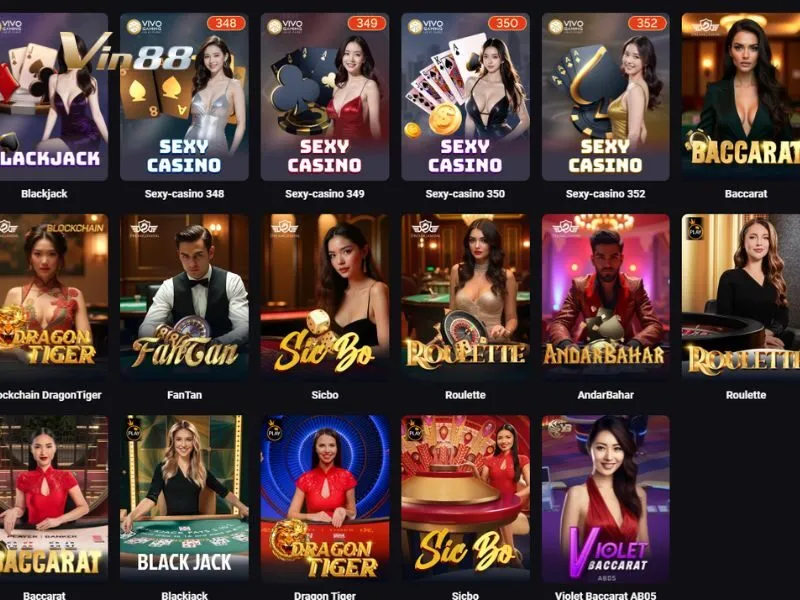 Tìm bàn chơi ghi Violet Baccarat trên sảnh Live Casino Vin88