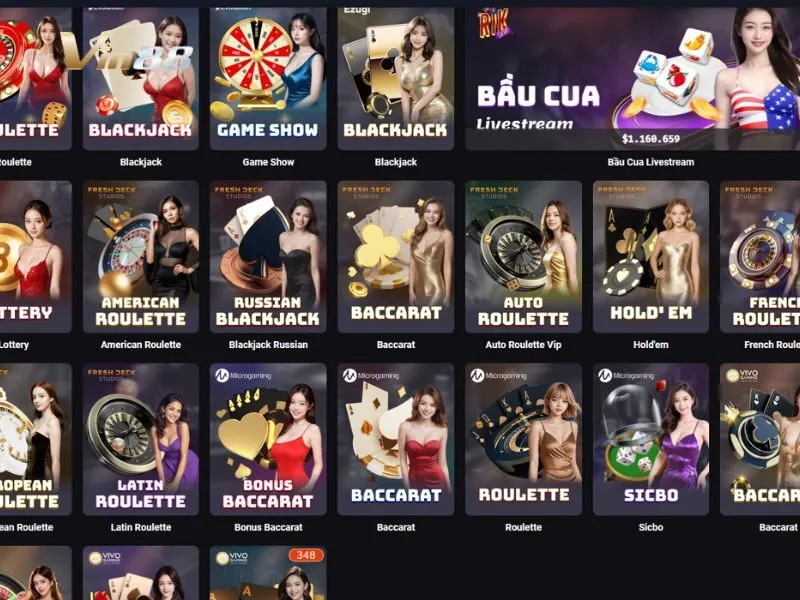 Tìm chơi Blackjack tại danh mục casino Live của Vin88