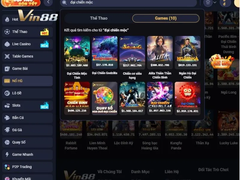 Tìm Đại Chiến Mộc Tinh trên danh mục game Nổ Hũ