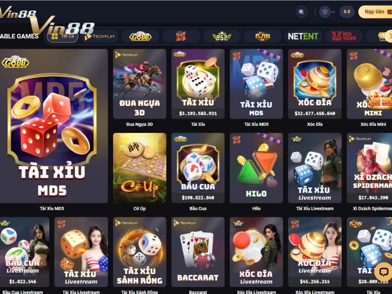 Tìm Xì dzách Spiderman trong danh sách Table Game tại Vin88