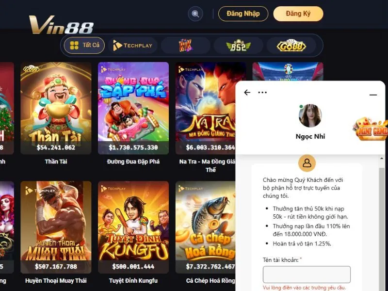 Vào mục Đăng nhập tại trang chủ VIn88