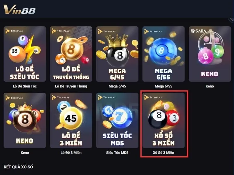 Xổ số 3 miền Vin88 có phương thức tham gia đơn giản